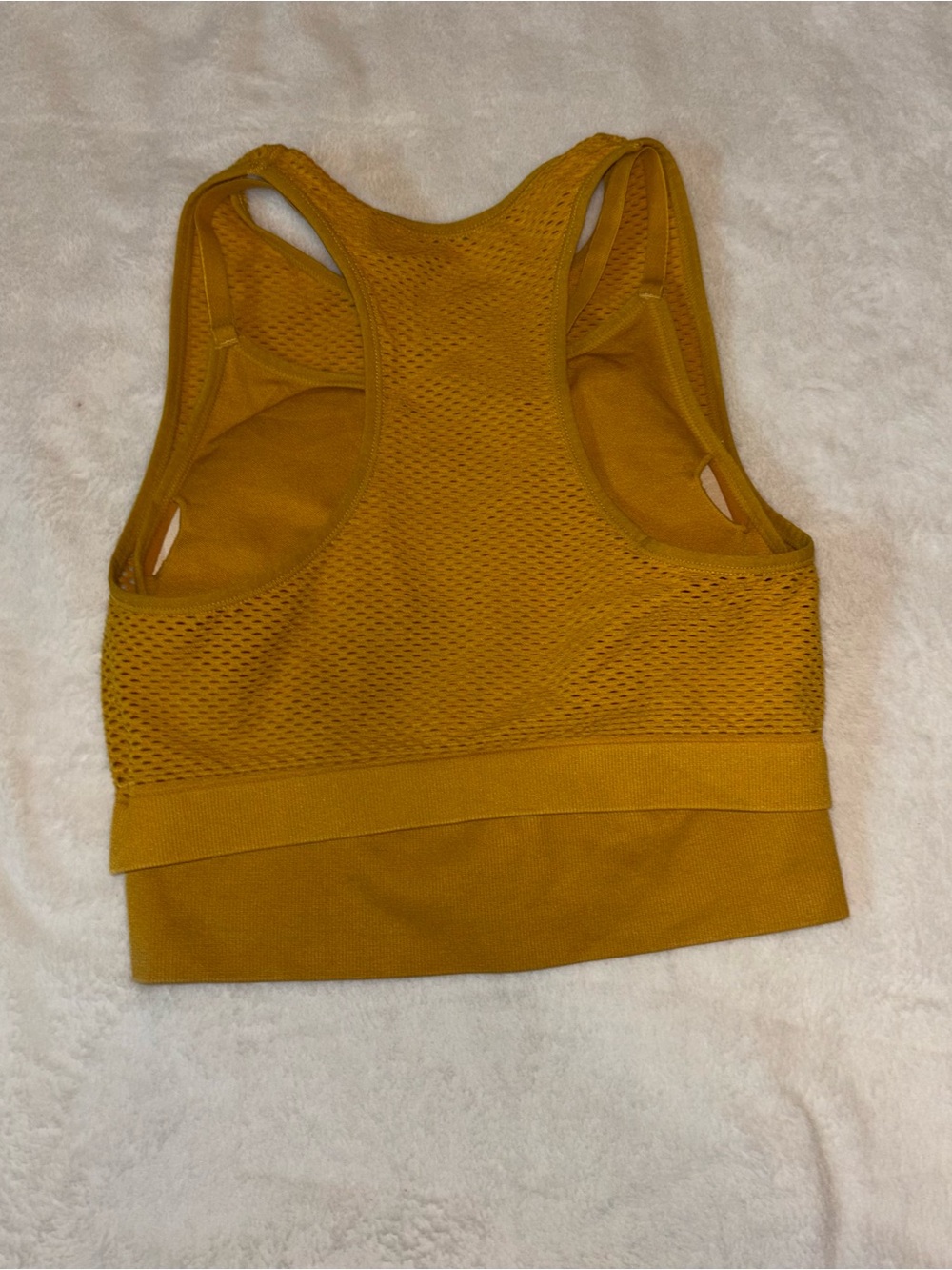 JoyLab Mustard Yellow Mesh Racerback Crop Top - Picture 2 of 5